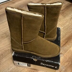 Women’s Bearpaw Emma hickory brown short snow boots shoes us 11 uk 9 eu 42 mint